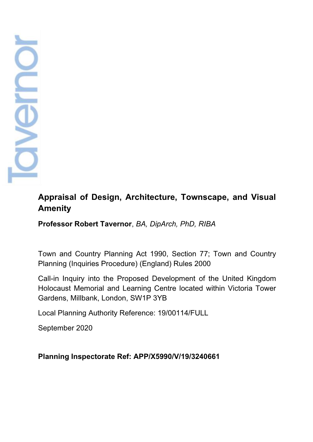 Appraisal of Design, Architecture, Townscape, and Visual Amenity