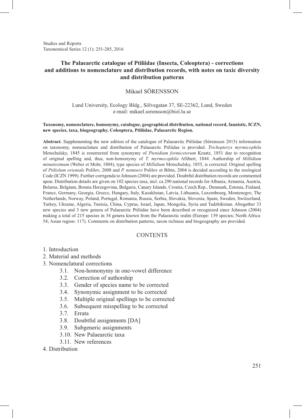 The Palaearctic Catalogue of Ptiliidae