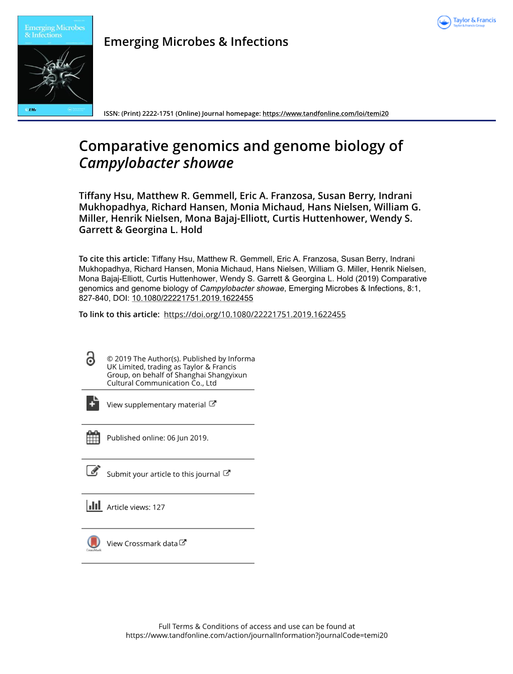Comparative Genomics and Genome Biology of Campylobacter Showae