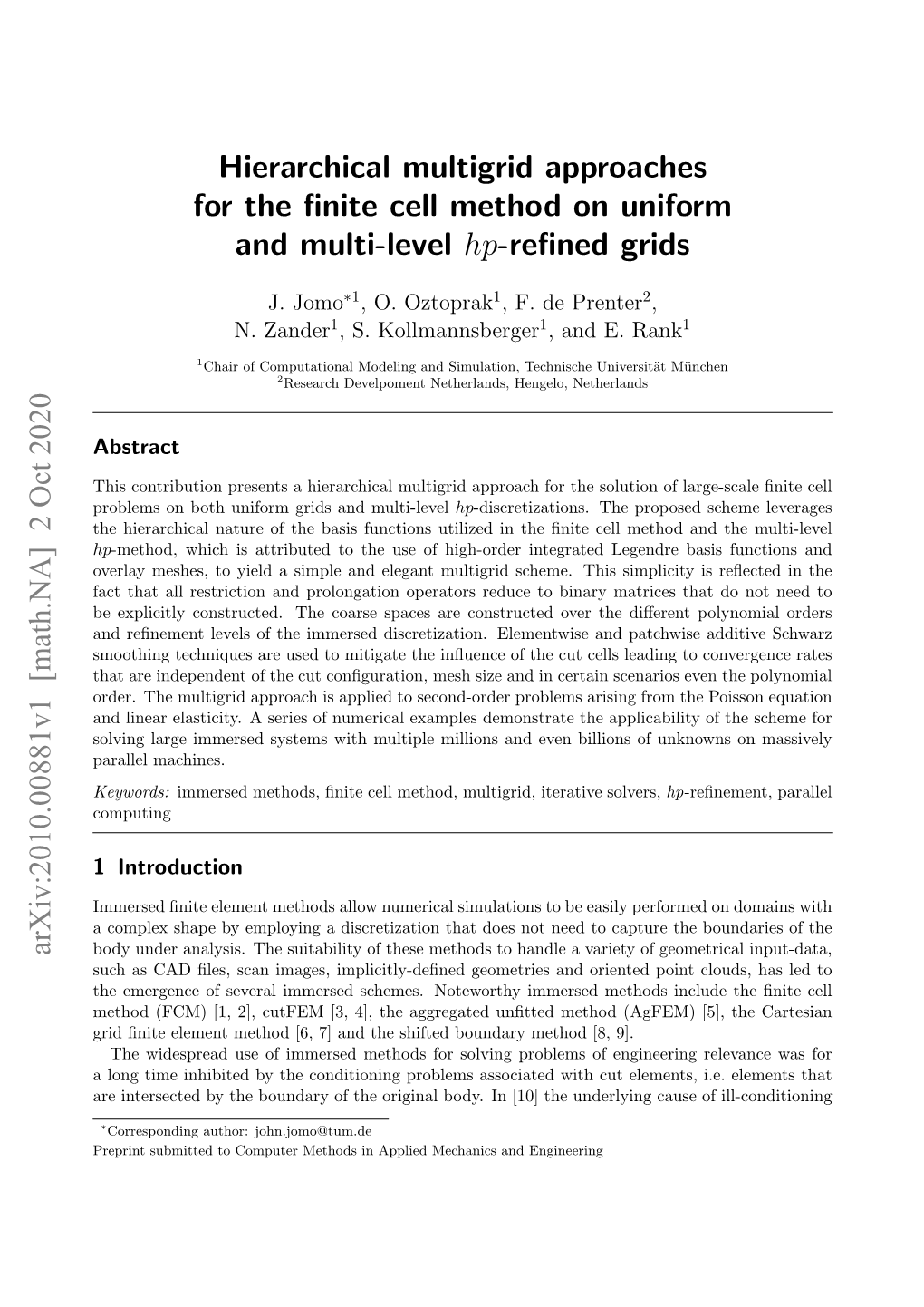 Hierarchical Multigrid Approaches for the Finite Cell Method on Uniform