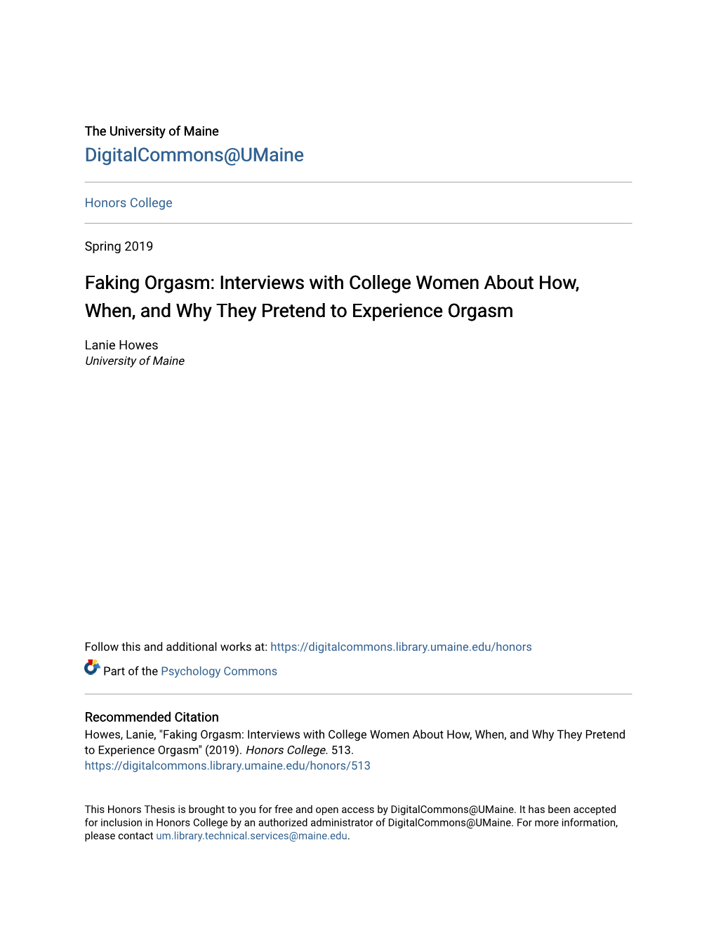 Faking Orgasm: Interviews with College Women About How, When, and Why They Pretend to Experience Orgasm