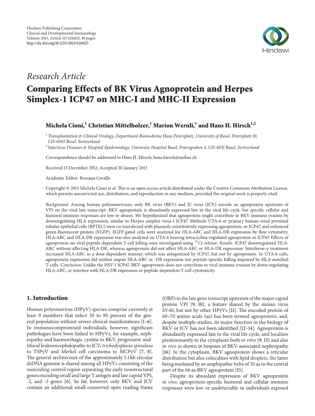Comparing Effects of BK Virus Agnoprotein and Herpes Simplex-1 ICP47 on MHC-I and MHC-II Expression
