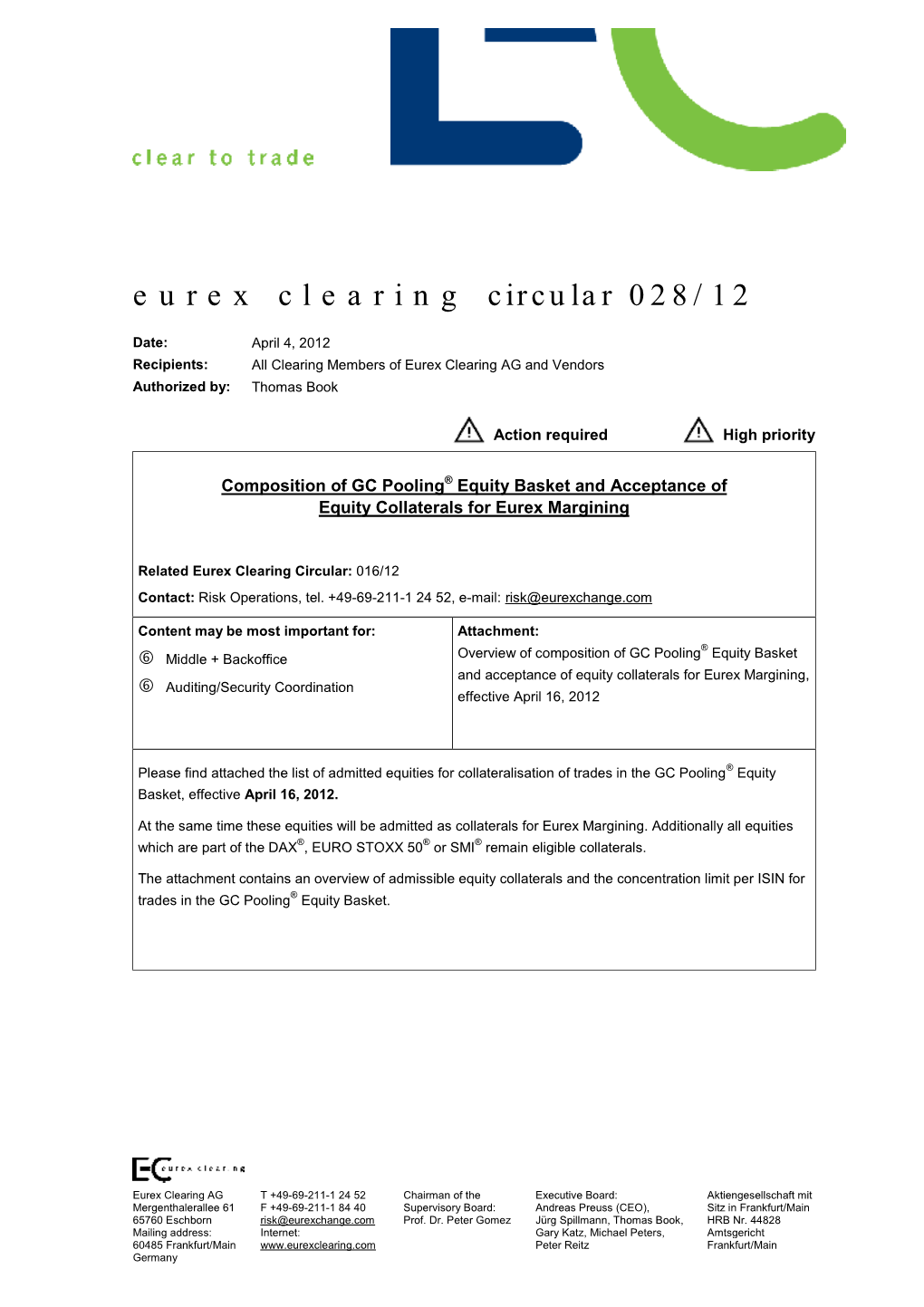 Eurex Clearing Circular 028/12