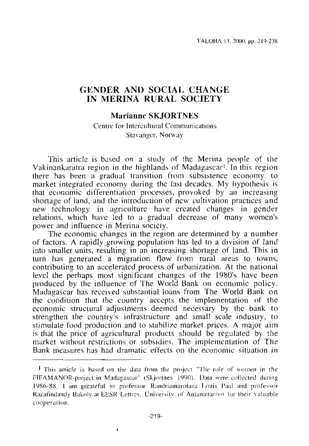 GENDER AN13 SOCIAL CIIANGE in Merlna RURAL SOCIETY