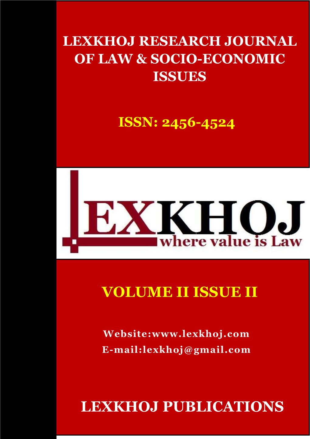 Lexkhoj Publications Volume Ii Issue Ii