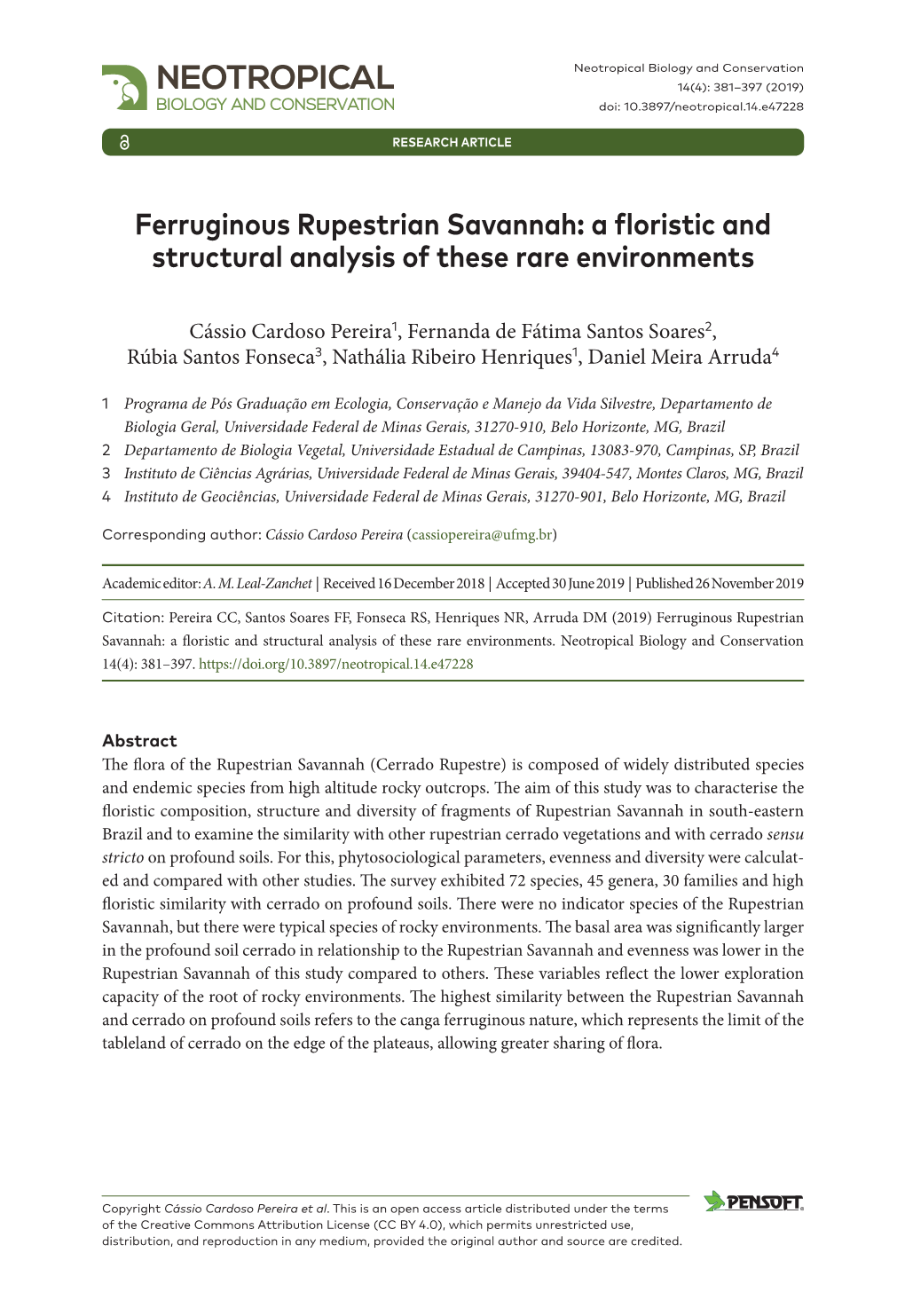 Ferruginous Rupestrian Savannah: a Floristic and Structural Analysis of These Rare Environments