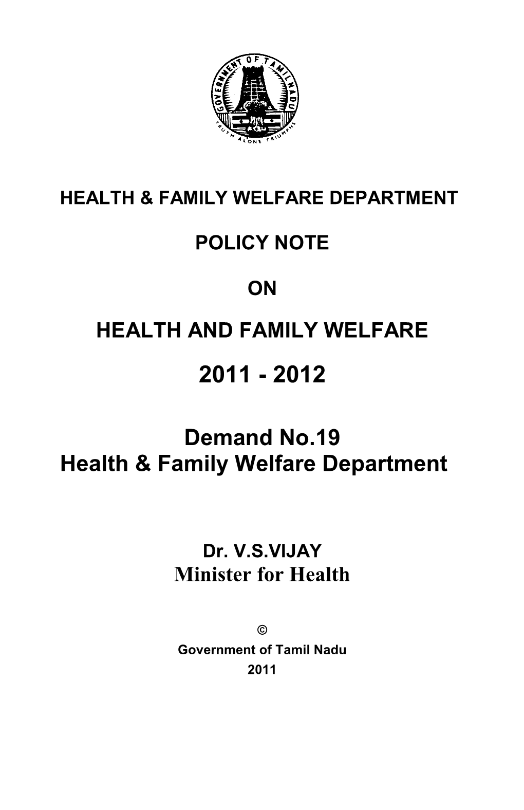 Demand No.19 Health & Family Welfare Department