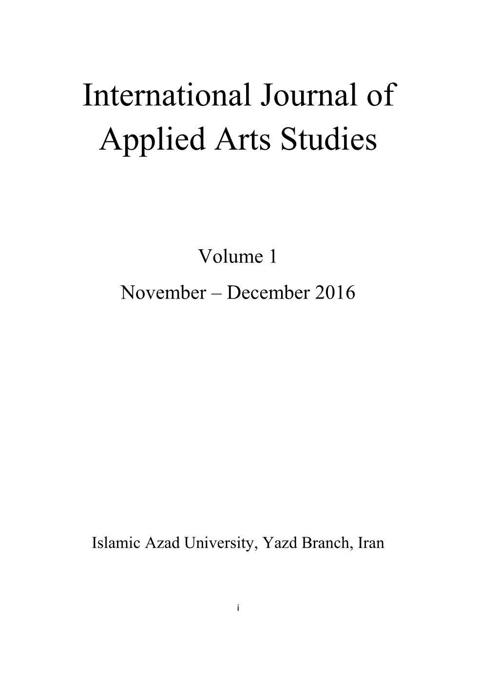 International Journal of Applied Arts Studies