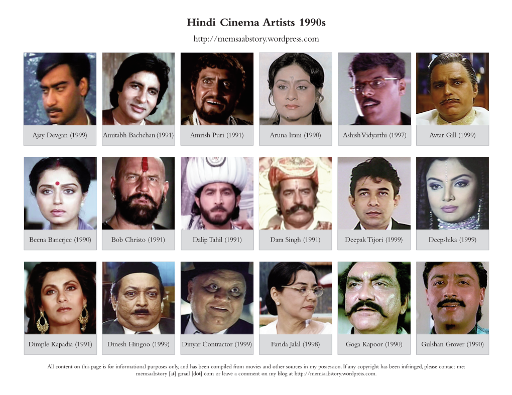 Hindi Film Artists 20S-30S