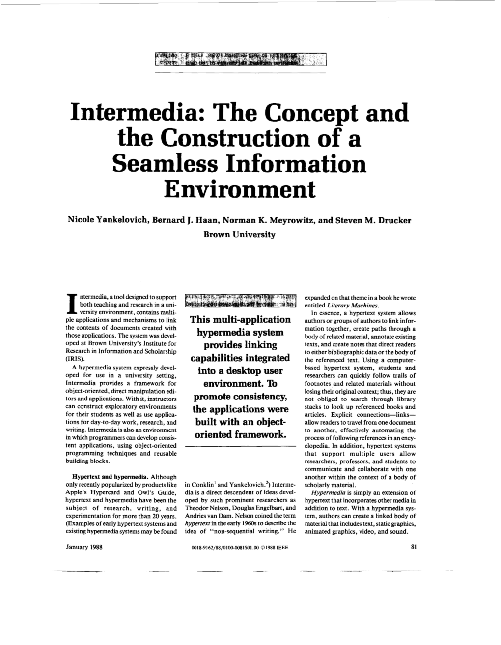 Intermedia: the Concedt and the Construction of a Seamless Information Environment