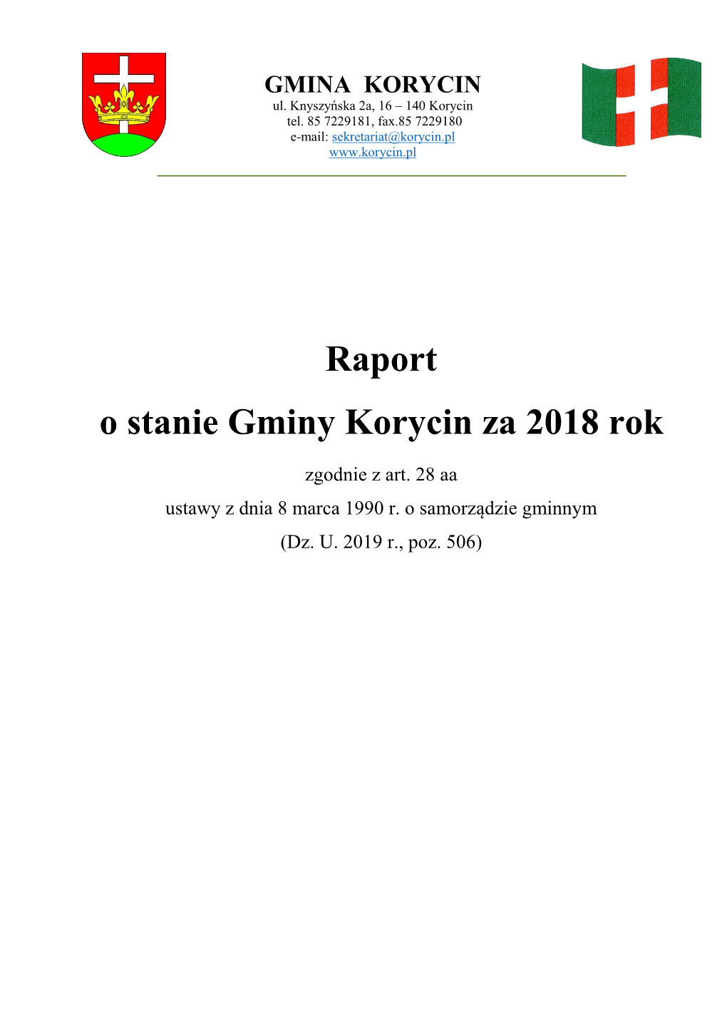 Informacja O Mieniu Komunalnym Gminy Korycin Na Dzień 15 Listop