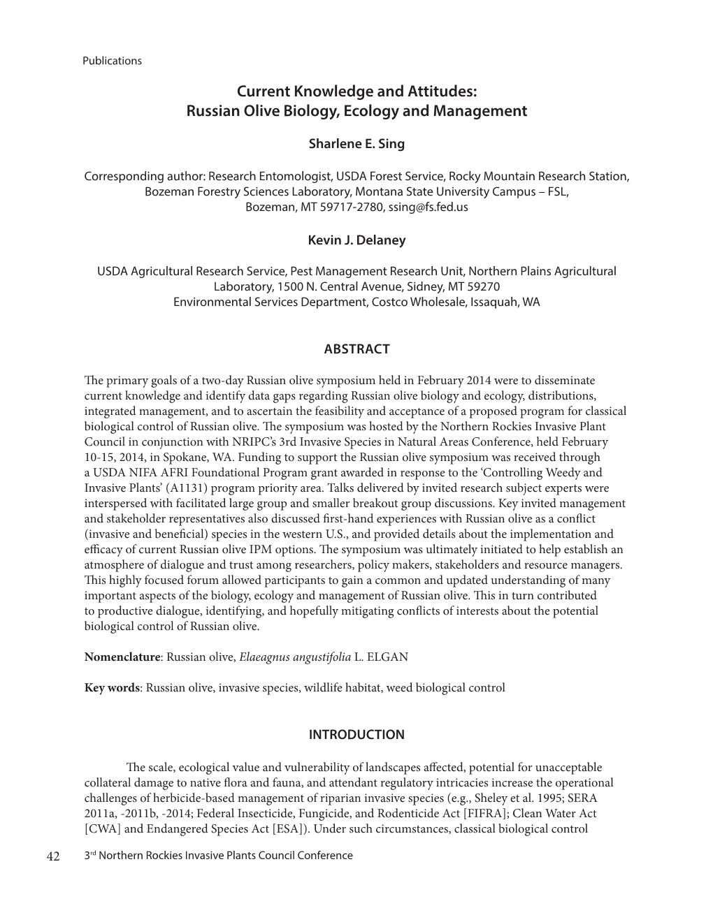 Russian Olive Biology, Ecology and Management