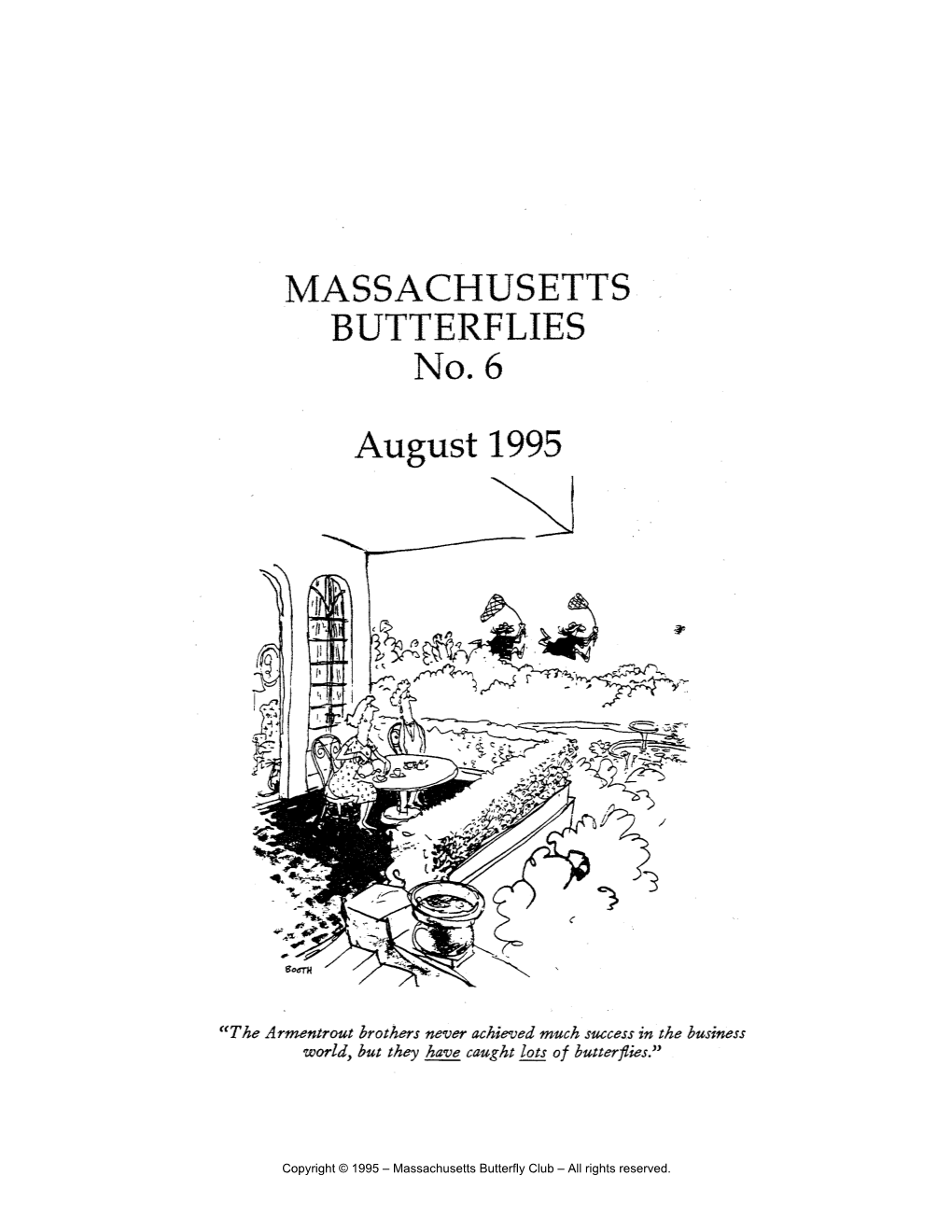 MASSACHUSETTS BUTTERFLIES No. 6 August 1995