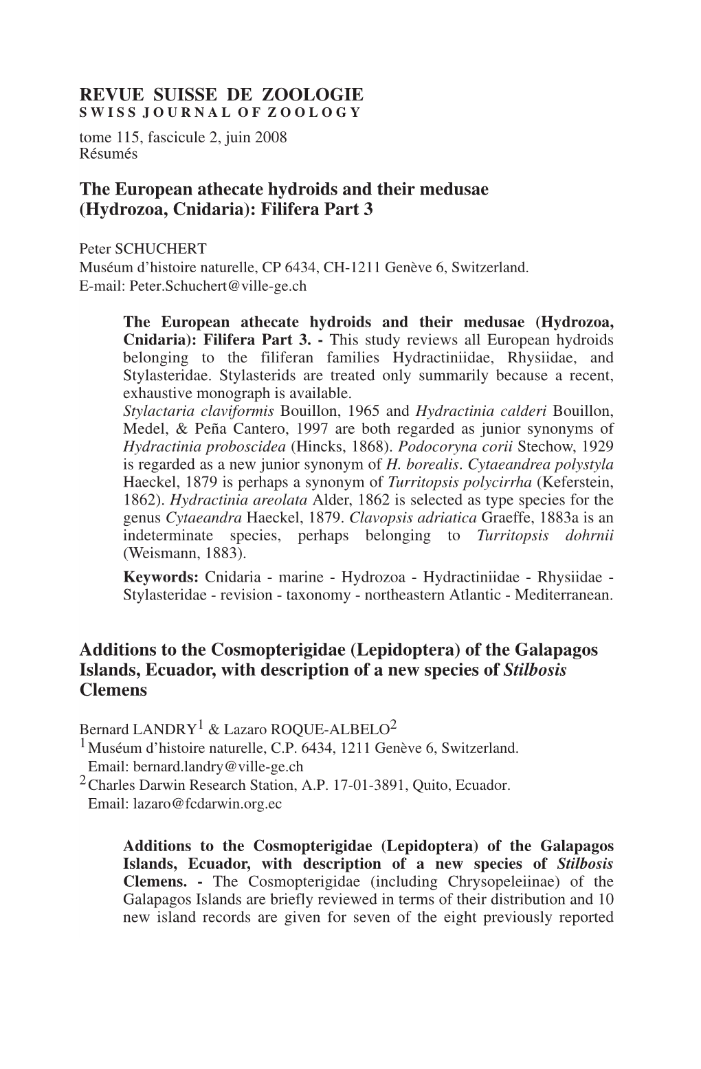 Hydrozoa, Cnidaria): Filifera Part 3