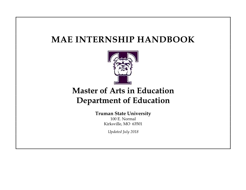 MAE Internship Handbook | Truman State University