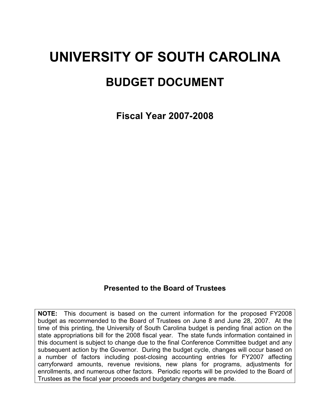 FY 2007-08 Budget Document