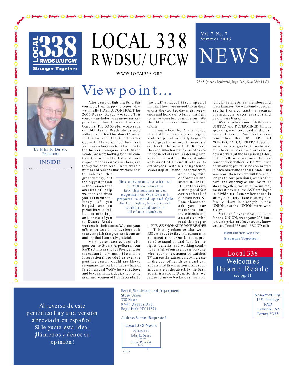 LOCAL 338 Summer 2006 RWDSU/UFCW NEWS