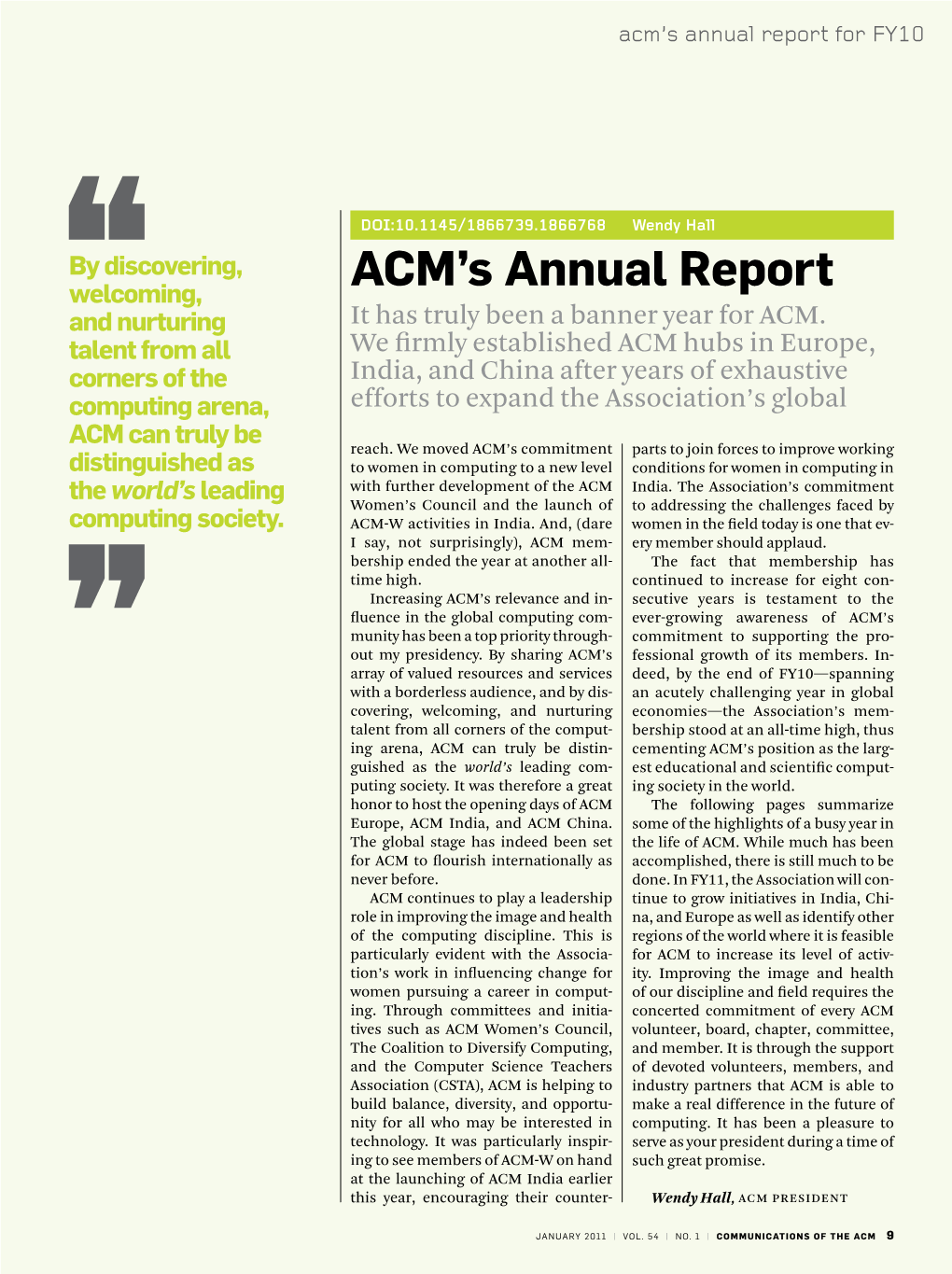 Acm's Annual Report