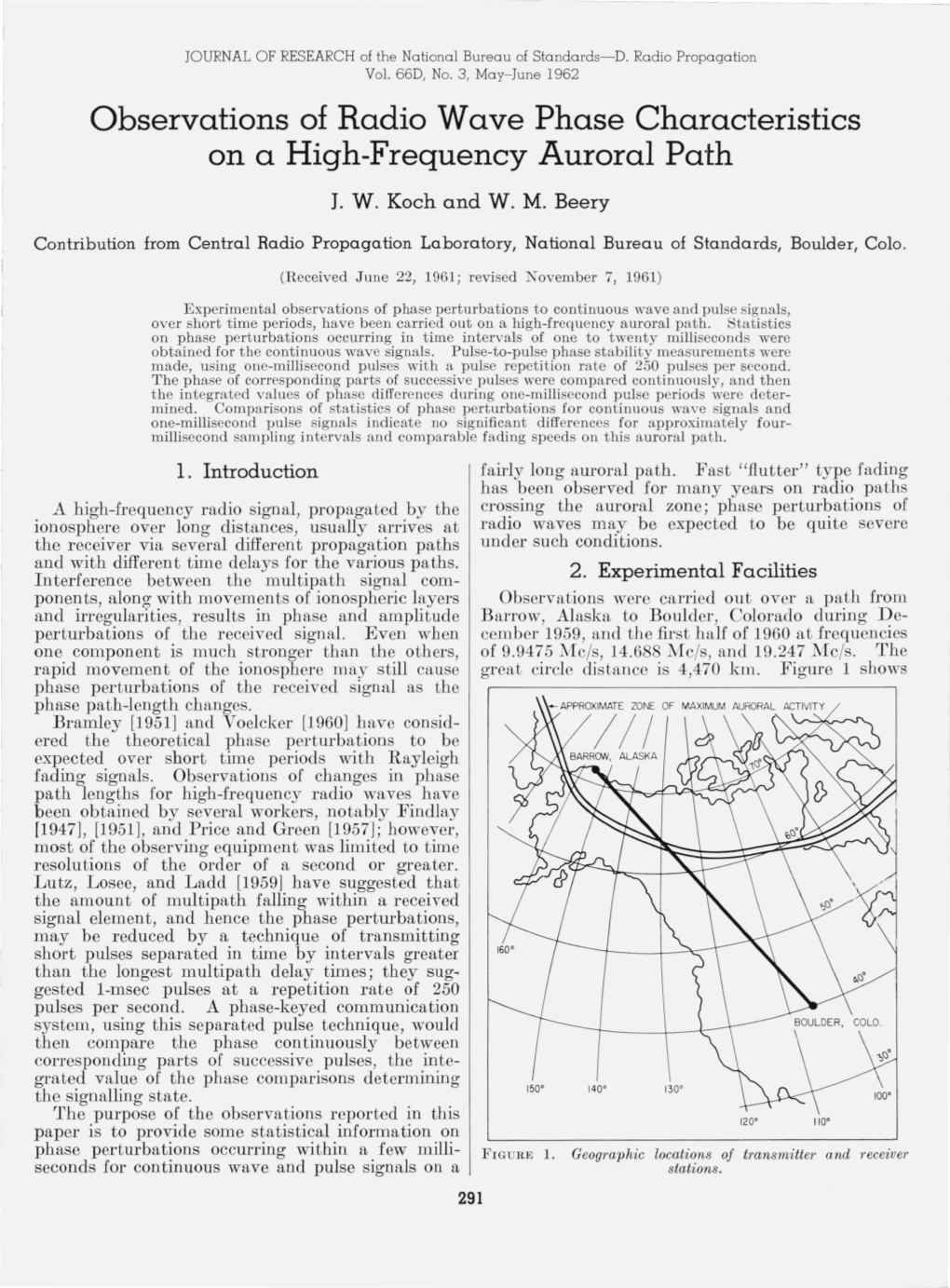 Observations of Radio Wave Phase Characteristics on a High-Frequency Auroral Path