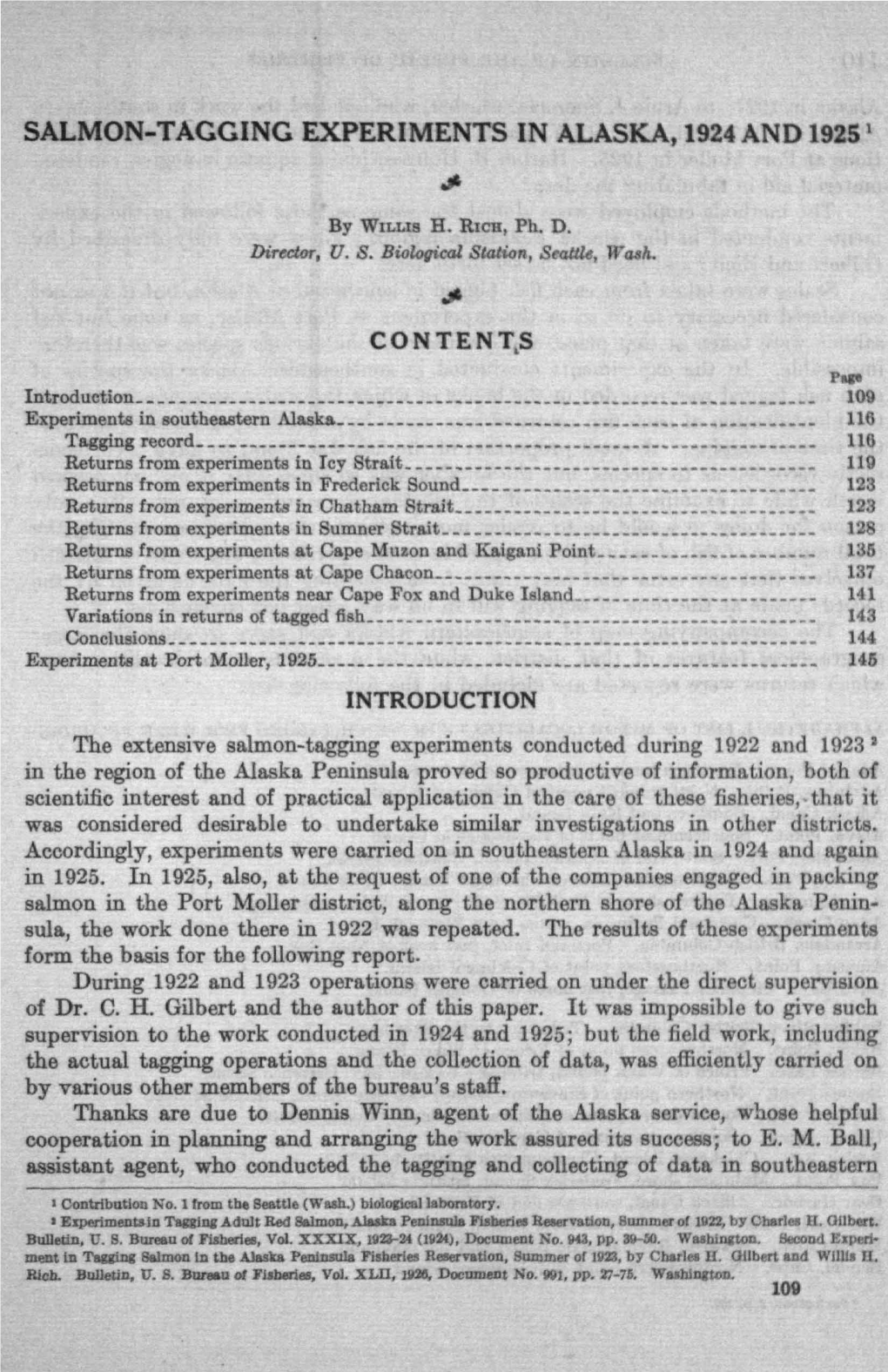 Salmon-Tagging Experiments in Alaska, 1924 and 1925 \