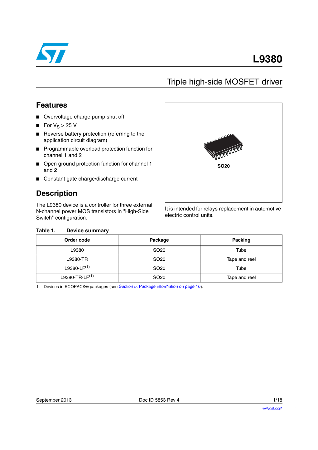 Triple High-Side MOSFET Driver