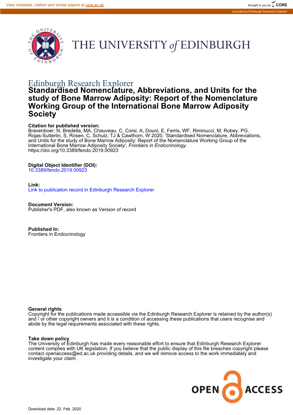 Standardised Nomenclature, Abbreviations, and Units For