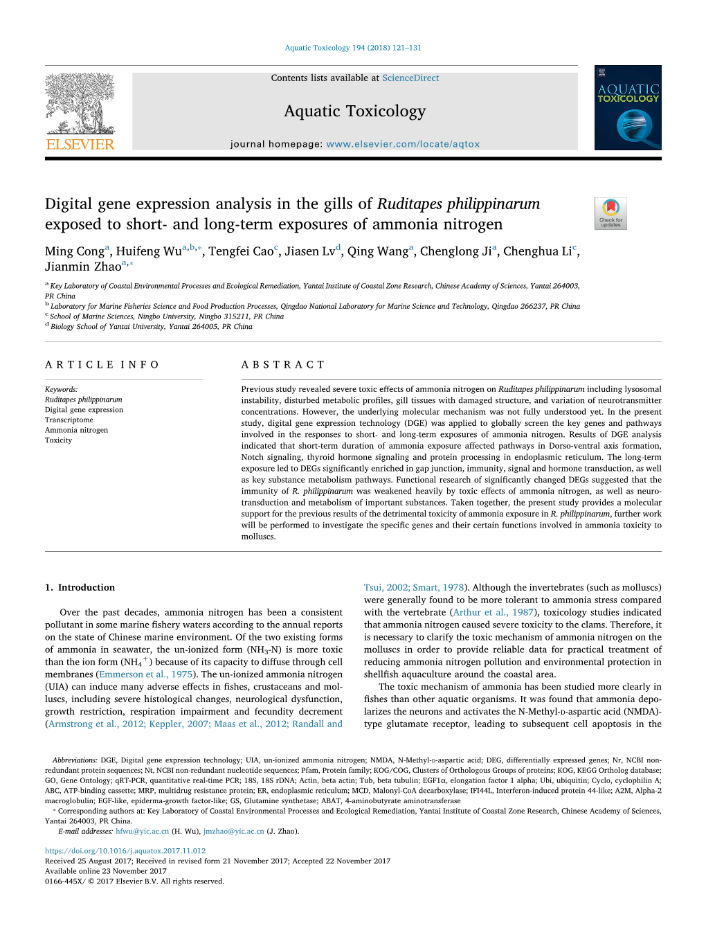 Digital Gene Expression Analysis in the Gills of Ruditapes Philippinarum