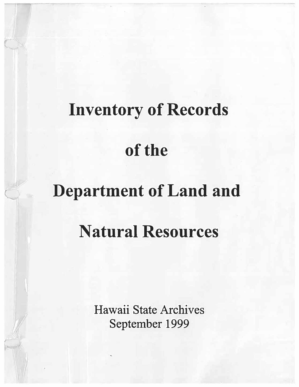 Inventory of Records Ofthe Department of Land and Natural Resources