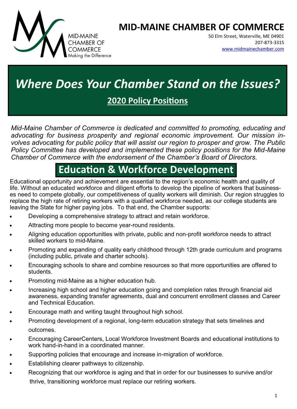 Where Does Your Chamber Stand on the Issues?