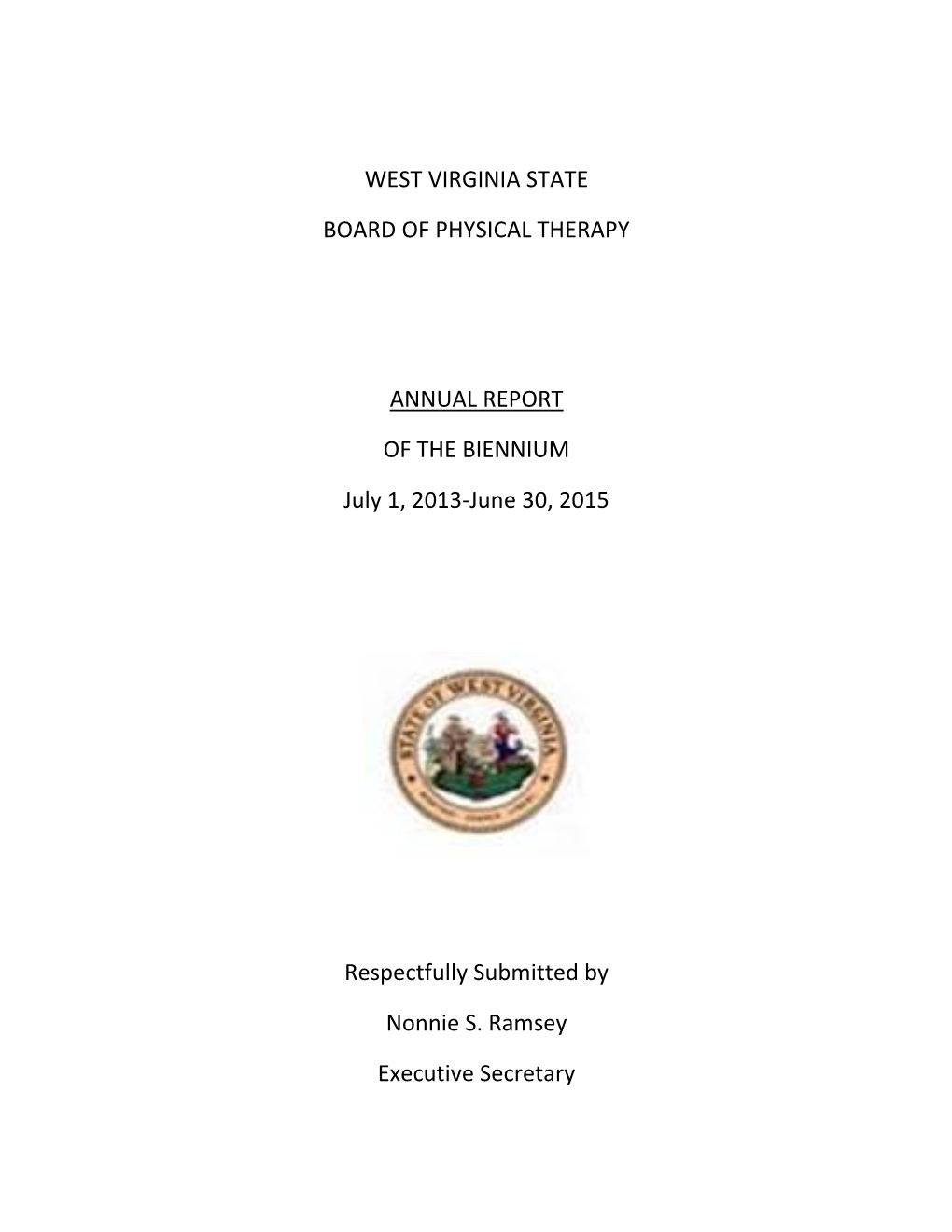 West Virginia State Board of Physical Therapy Annual