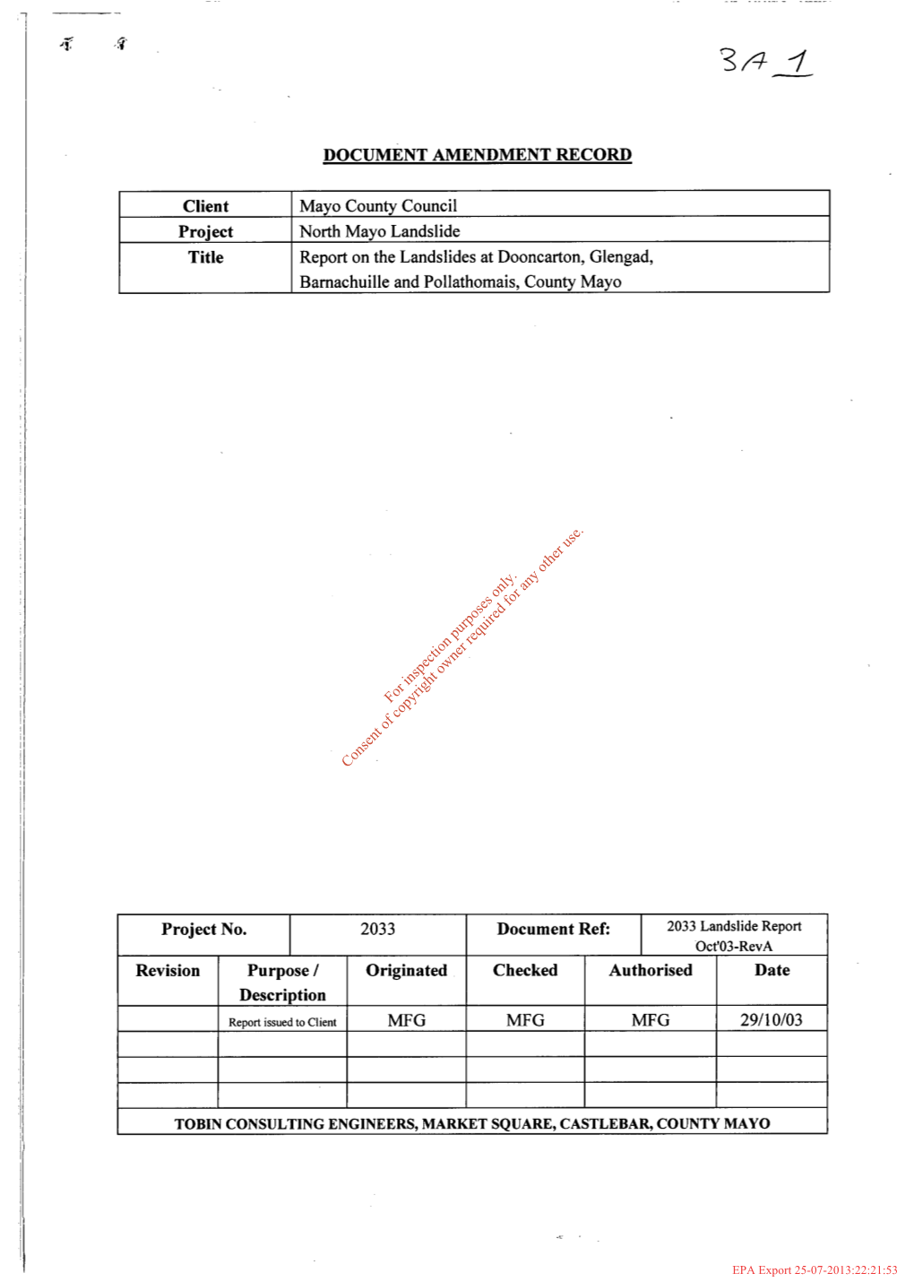 Mayo County Council North Mayo Landslide I Report on The