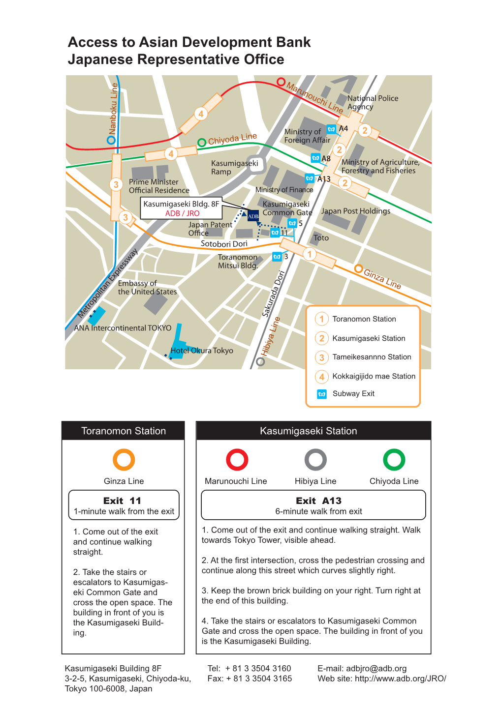 Map to ADB Japan Representative Office (JRO)