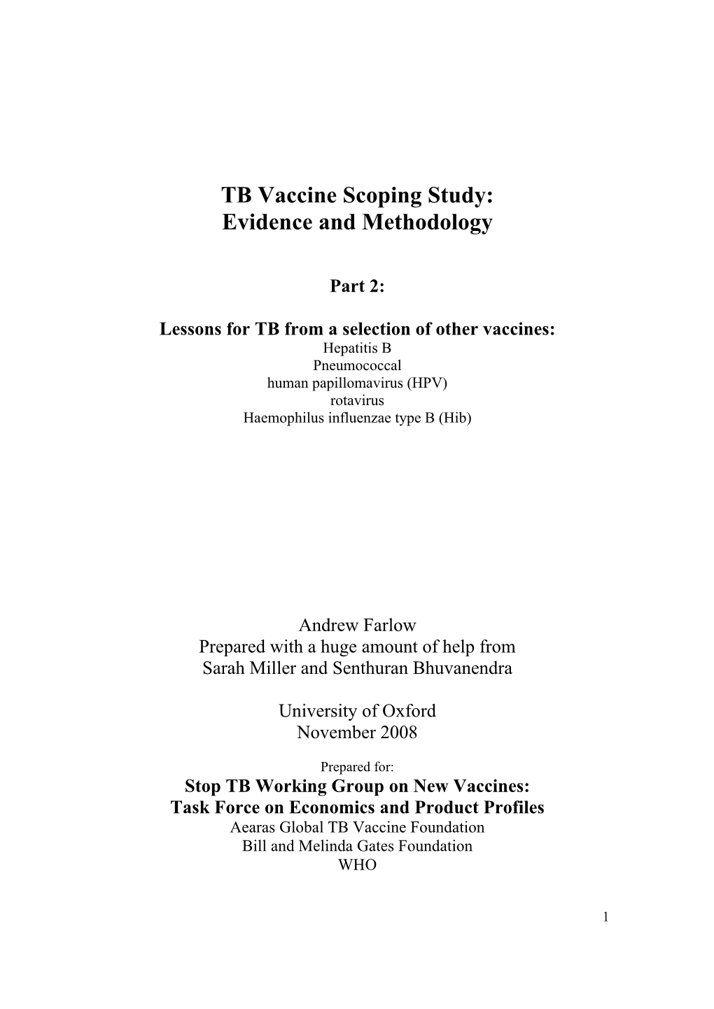 TB Vaccine Scoping Study Part 2