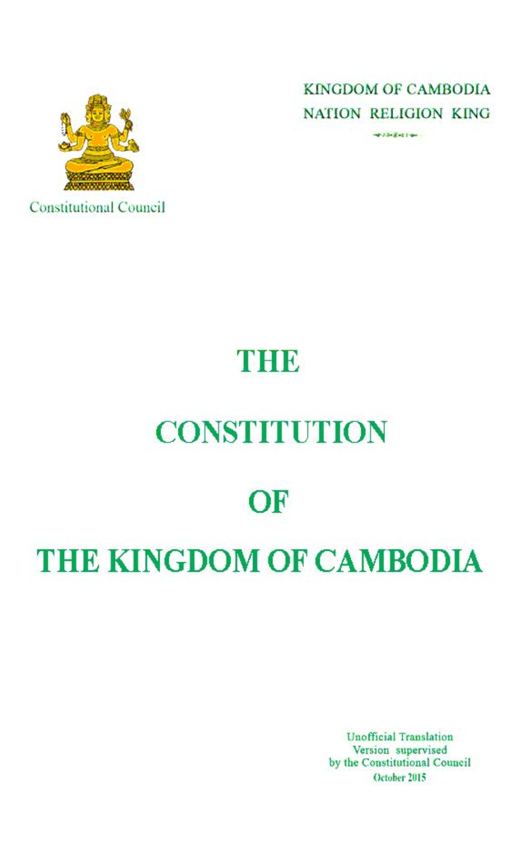 The Constitution of the Kingdom of Cambodia, As Followed: CHAPTERI on the SOVEREIGNTY