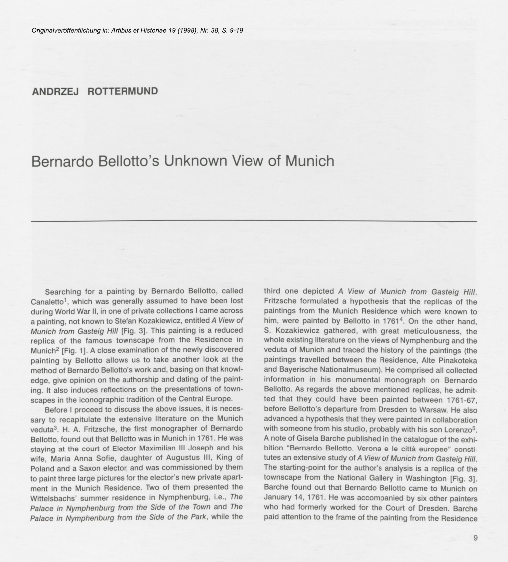Bernardo Bellotto's Unknown View of Munich