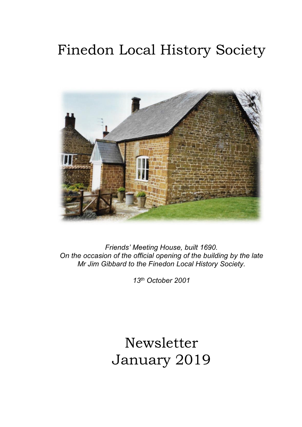 Finedon Local History Society Newsletter January 2019