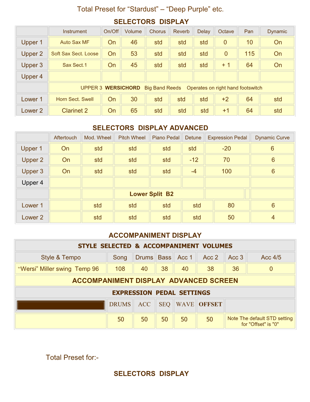 Total Preset for Stardust Deep Purple Etc
