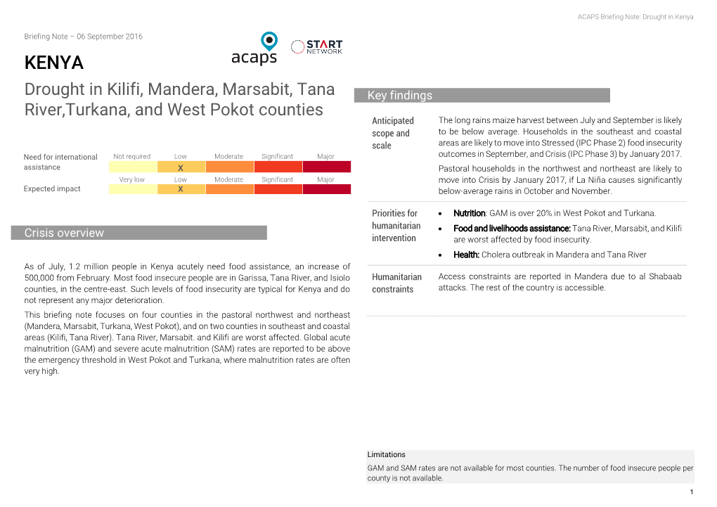 Drought in Kilifi, Mandera, Marsabit, Tana River,Turkana, And