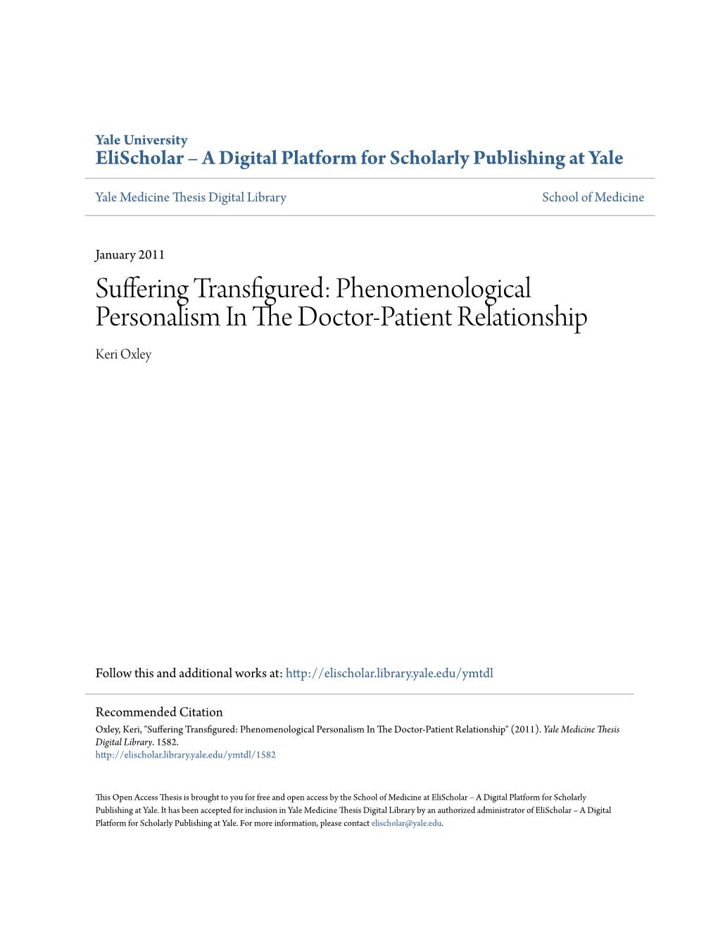 Phenomenological Personalism in the Doctor-Patient Relationship