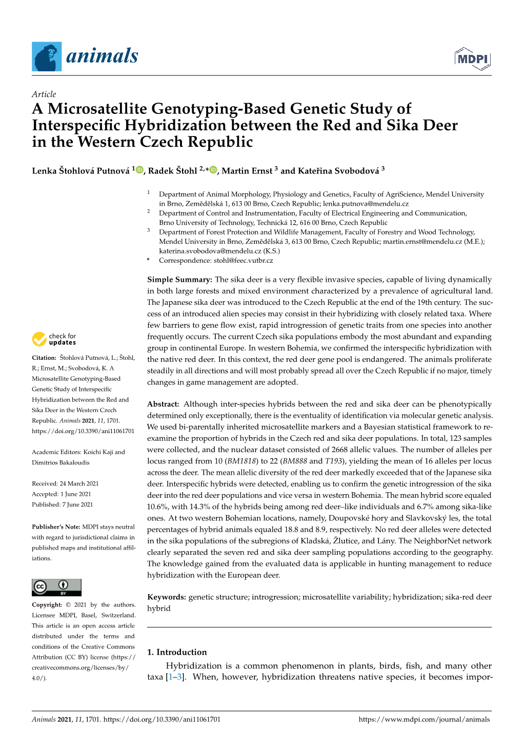 A Microsatellite Genotyping-Based Genetic Study of Interspecific