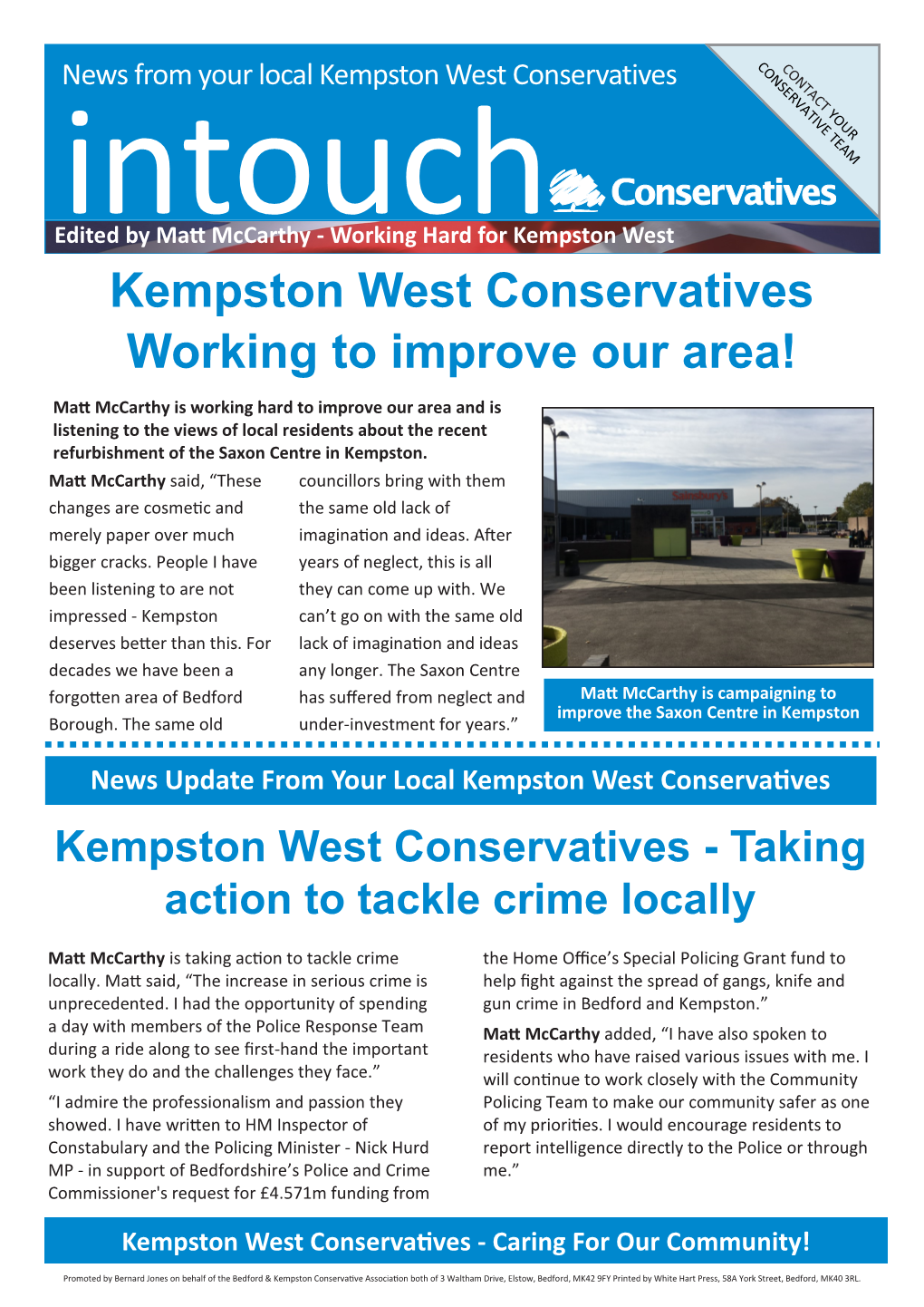 Kempston West Conservatives Working to Improve Our Area!