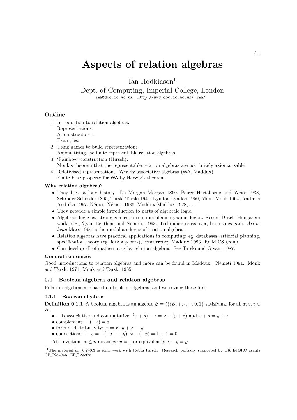 Aspects of Relation Algebras