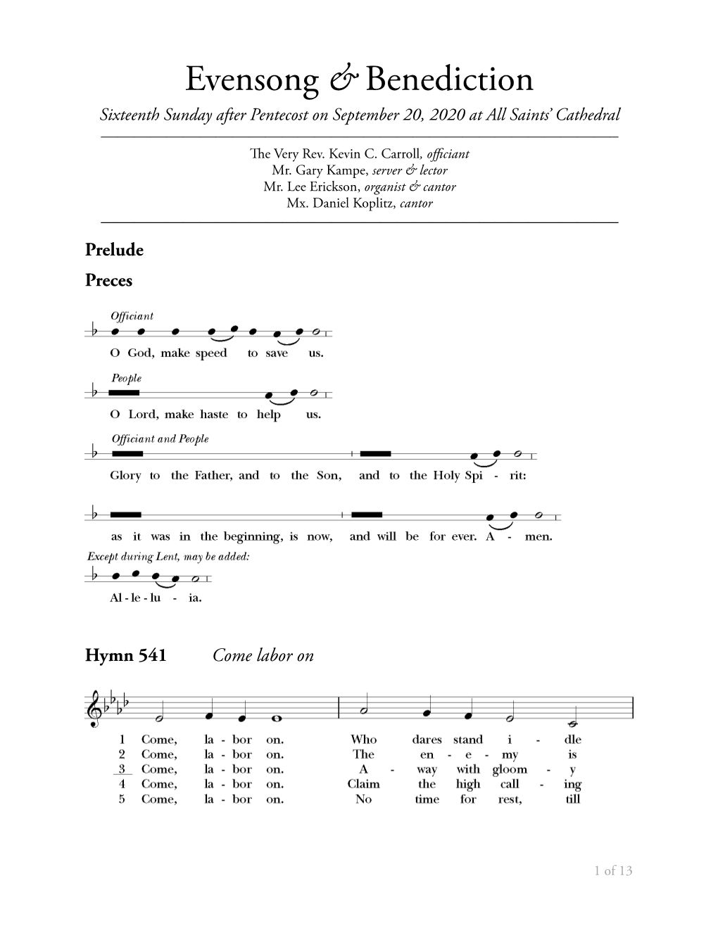 Evensong & Benediction