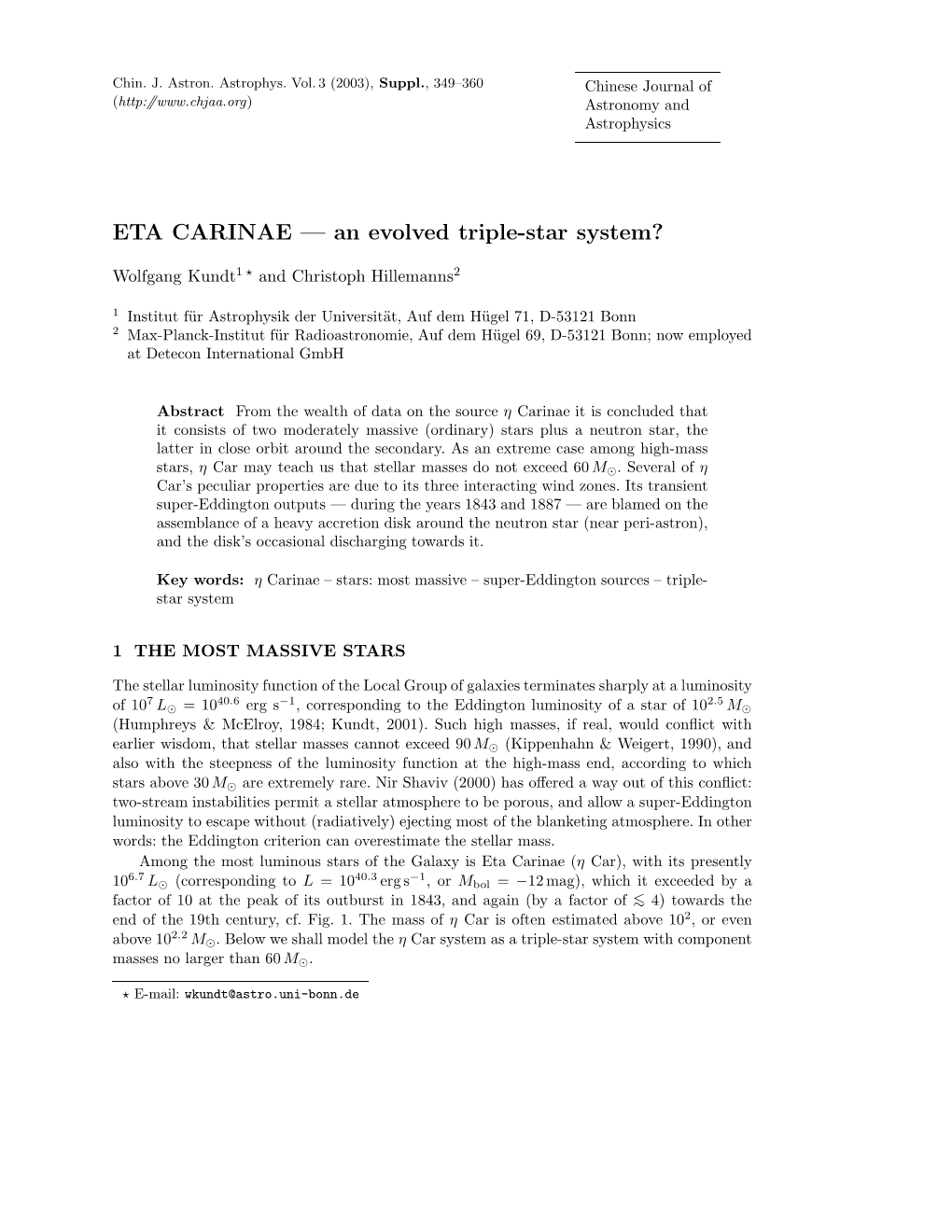 ETA CARINAE — an Evolved Triple-Star System?