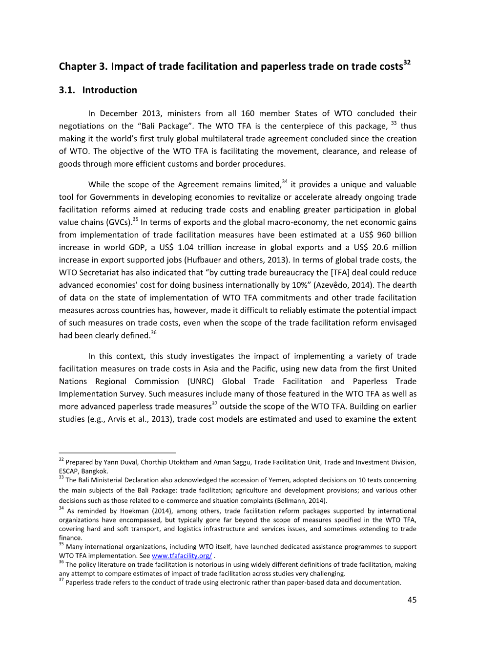 Chapter 3. Impact of Trade Facilitation and Paperless Trade on Trade Costs32