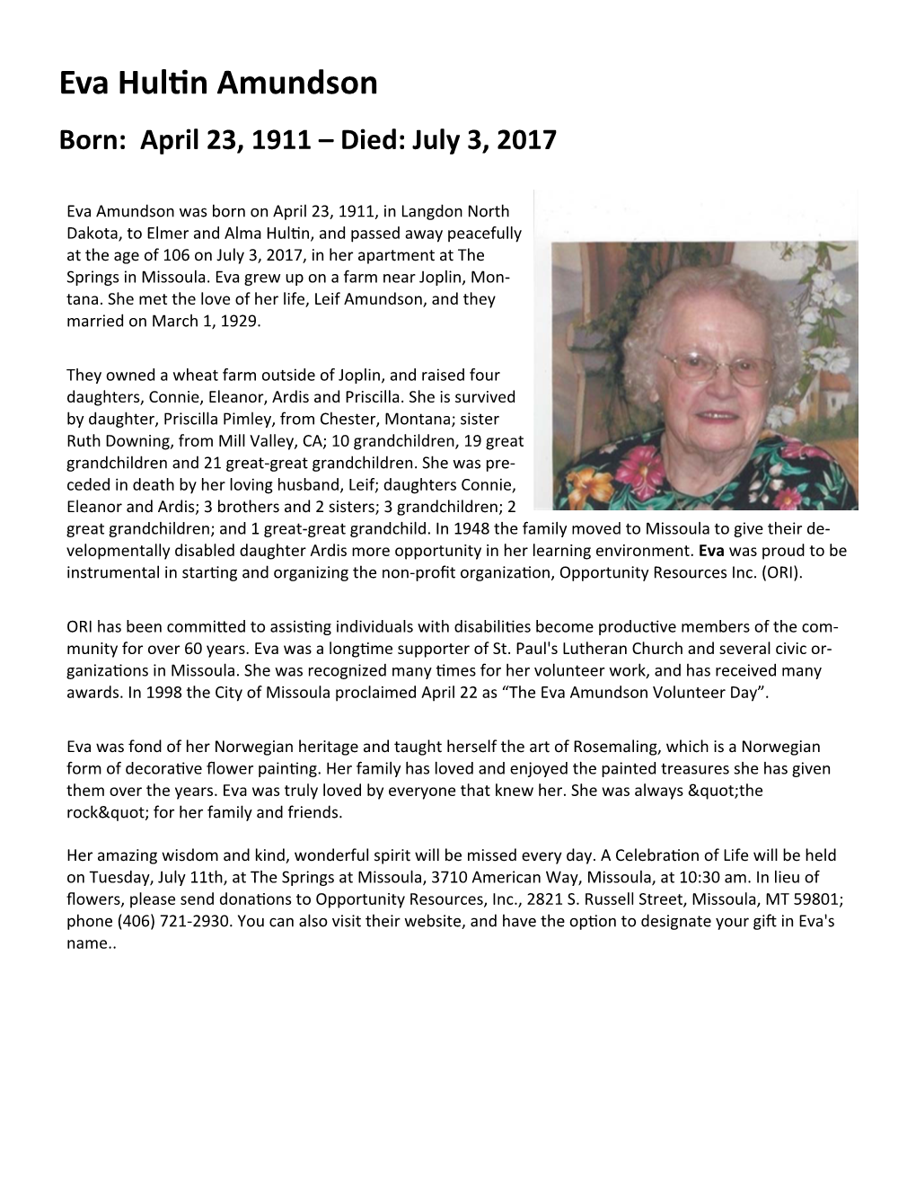 2017 Obituaries | Liberty County, Montana