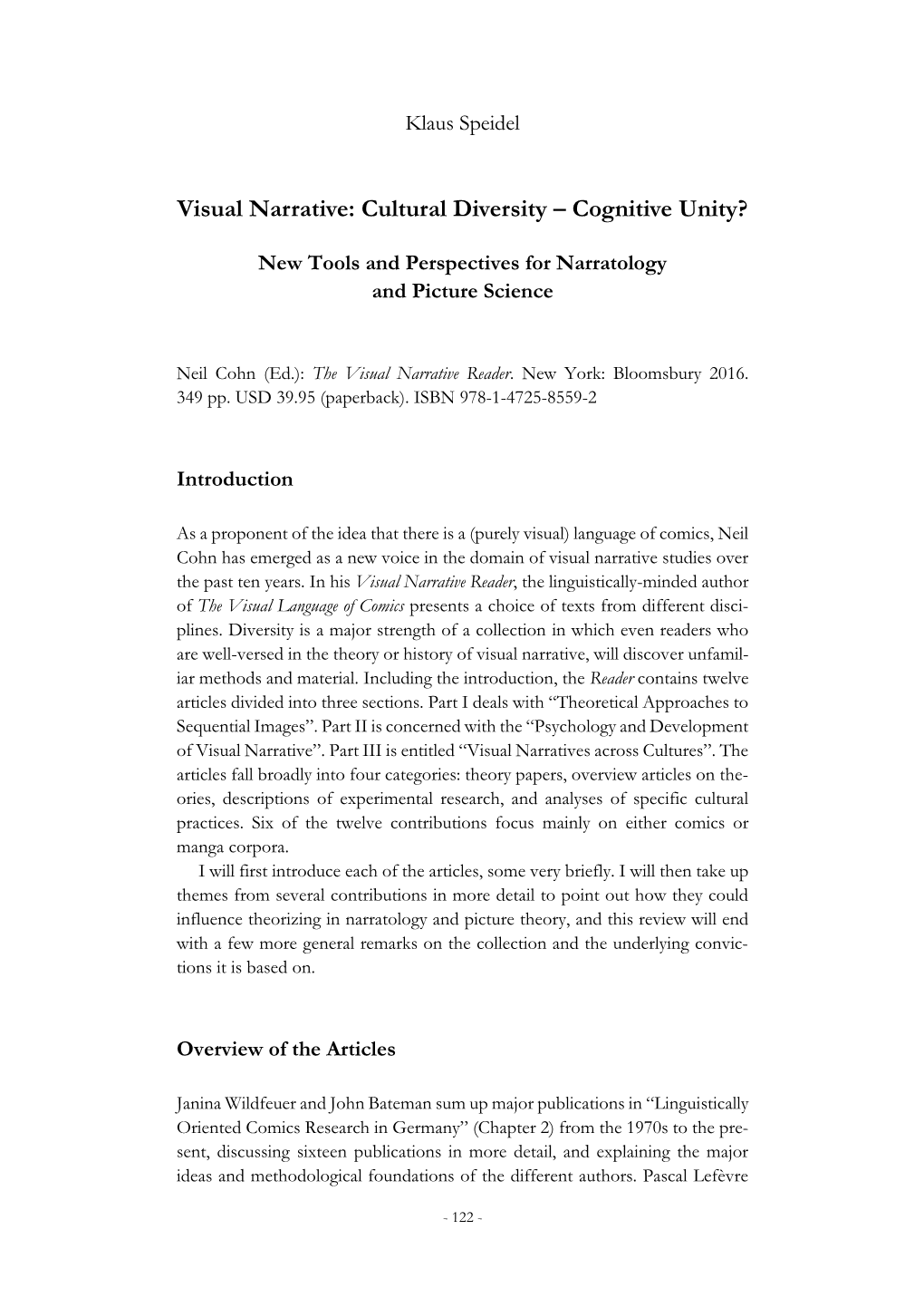 Visual Narrative: Cultural Diversity – Cognitive Unity?