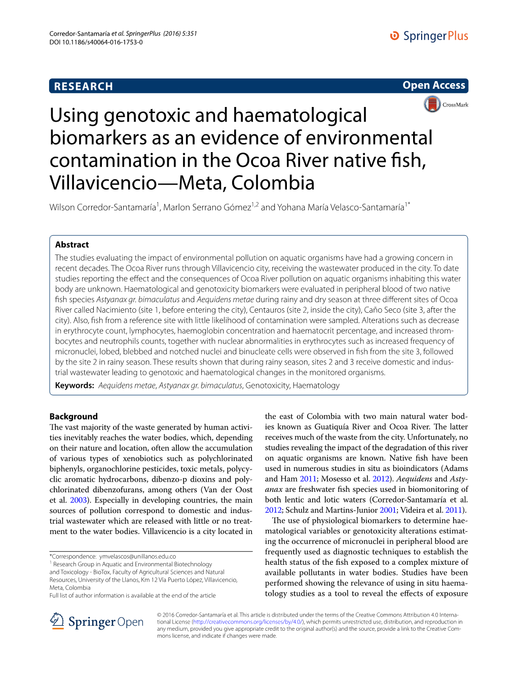 Using Genotoxic and Haematological Biomarkers As an Evidence Of