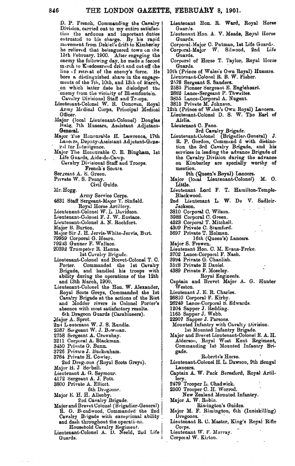 The London Gazette, Februaby 8, 1901