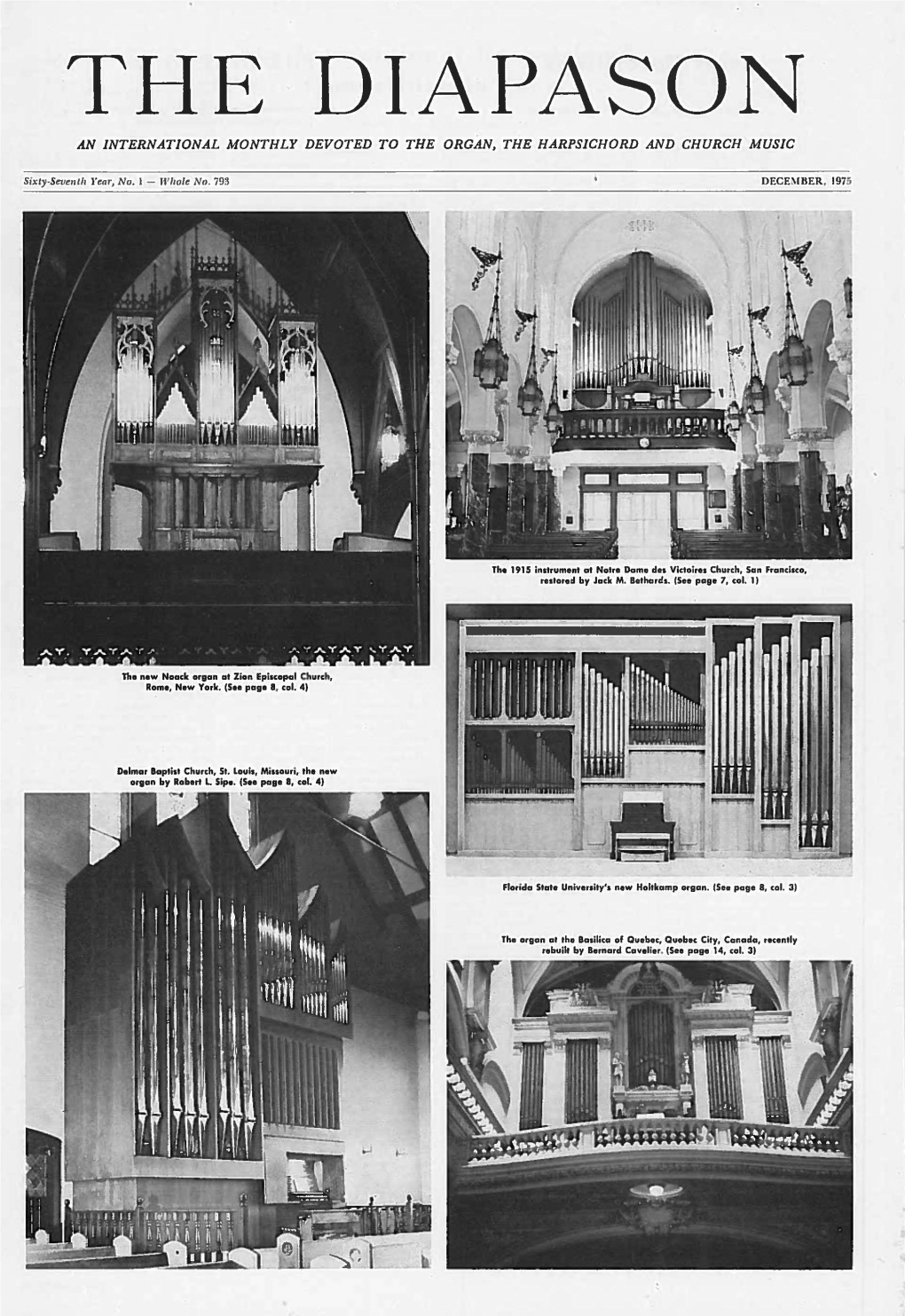 The Diapason an International Monthly Devoted to the Organ, the Harpsichord and Church Music